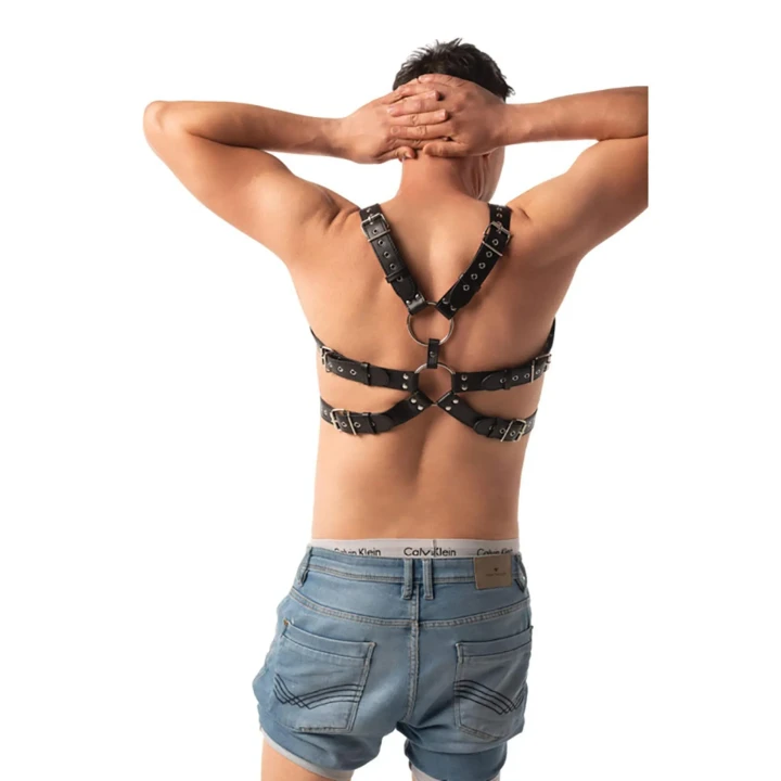 Harness na klatkę piersiową, Regulowany, Skóra PU, Metal, Fetyszyzm, Erotyka