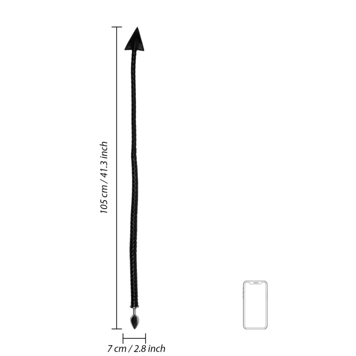 Analny korek metalowy Devil's Tail - Skóra PU, gładka powierzchnia, strzałkowy ogon