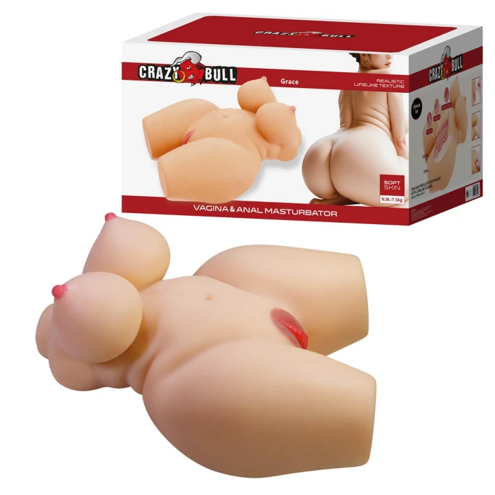 Masturbator analno-waginny Crazy Bull Grace, wysokość 37,5 cm, materiał TPR