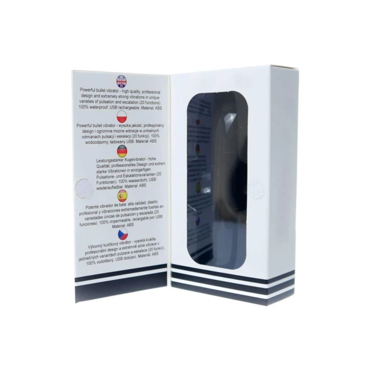 Stymulator łechtaczkowy - USB, 20 funkcji, wodoodporny, czarny błyszczący