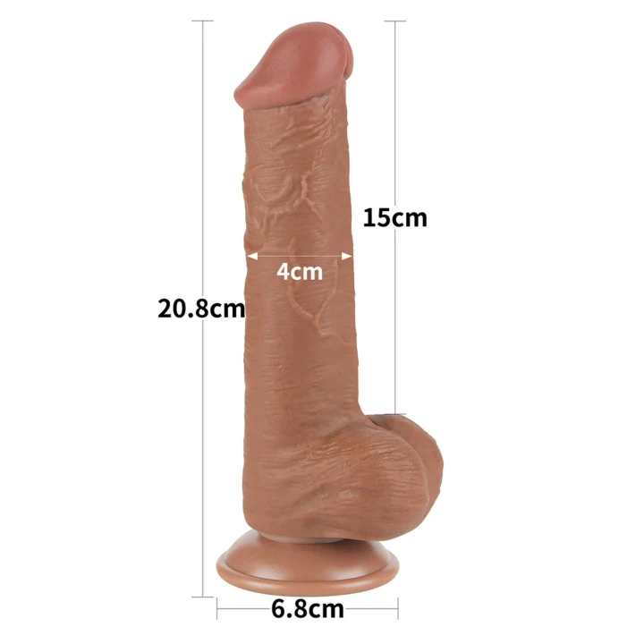 Dildo realistyczne 8'', podwójna gęstość, TPE, miękka skóra, przyssawka