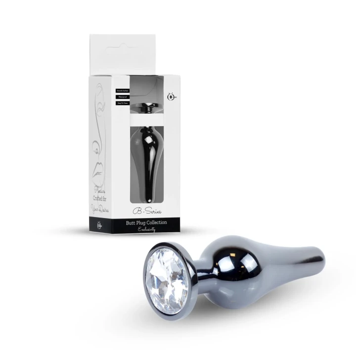 Korek analny Plug-Jewellery, stal nierdzewna, anatomiczny kształt, diament na podstawie