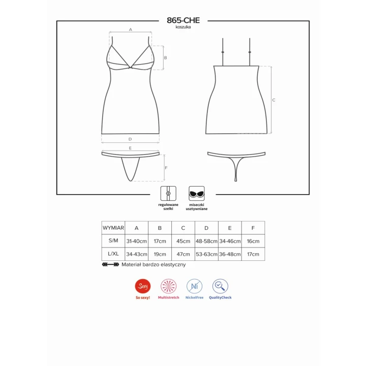 Koszulka erotyczna OBSESSIVE, prześwitująca siateczka, regulowane ramiączka, S/M