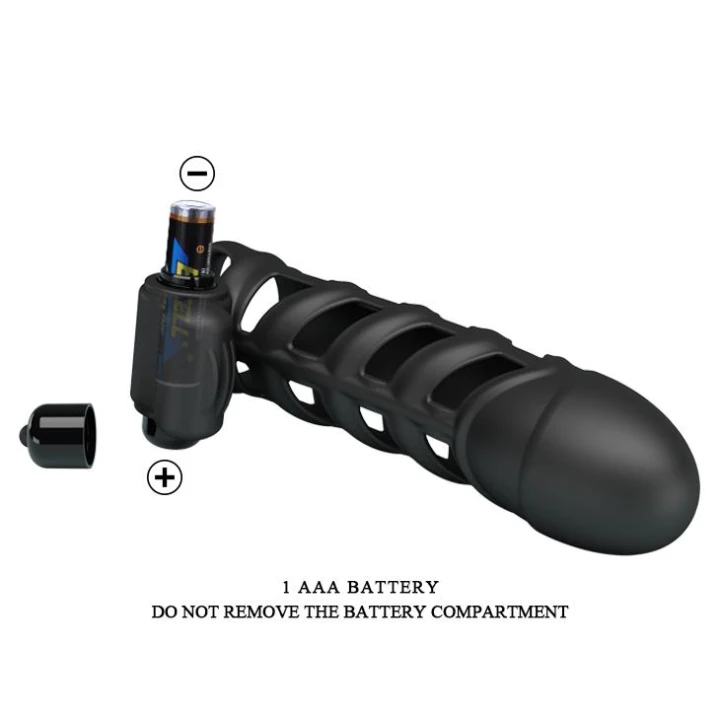 Rękaw na penisa PRETTY LOVE - Wibrujący, 10 funkcji, Silikonowy, Czarny