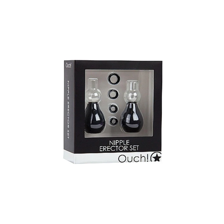 Zestaw do wzmocnienia sutków - Pompy: 2, Pierścienie: 4, Materiał: ABS i Guma