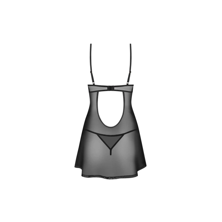 Koszulka i stringi Euridia, OBSESSIVE, 94% poliester, regulowane ramiączka, różowe złoto