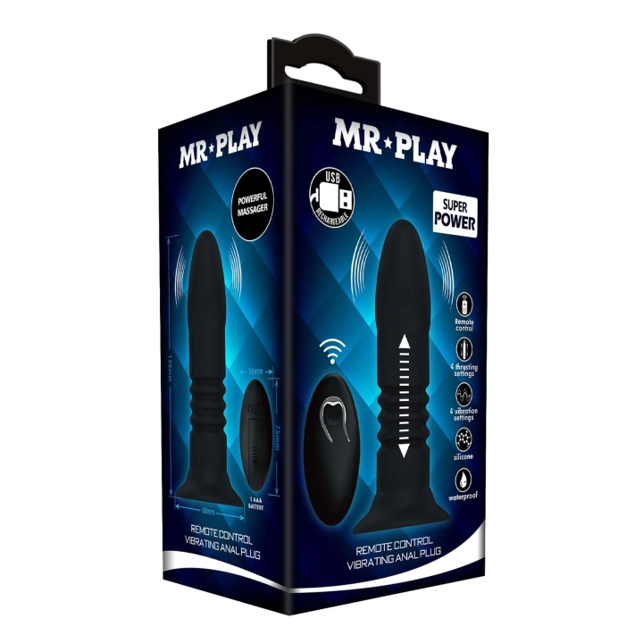 Wtyk analny - MR PLAY, 4 tryby wibracji, 4 tryby ruchu, zdalne sterowanie