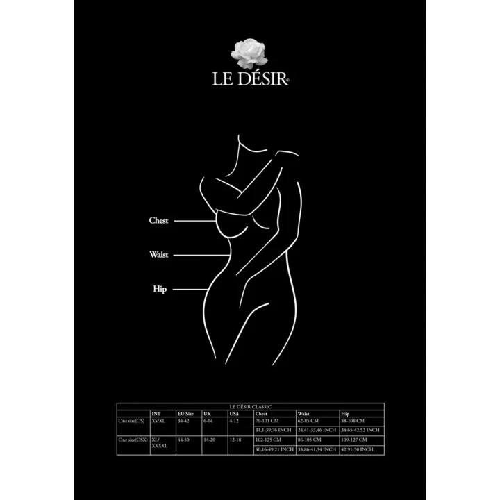 Pończochy Garterbelt LE DESIRE z siateczki i koronki, rozmiar S–XL, 92% nylon, 8% spandex