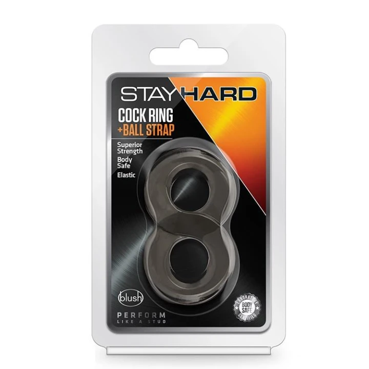 Pierścień erekcyjny i uchwyt na jądra, Stay Hard, elastyczny TPE, czarny