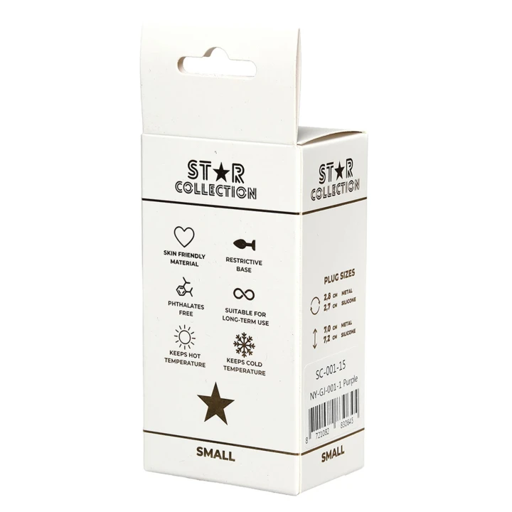Korek analny S Star Collection – silikonowy, fioletowy z jasnoróżowym kamieniem