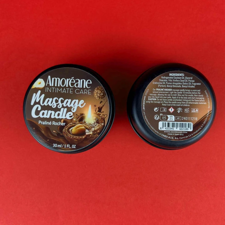 Świeca do masażu Eternal Rose 30ml - zapach praliny rocher, naturalny olej sojowy