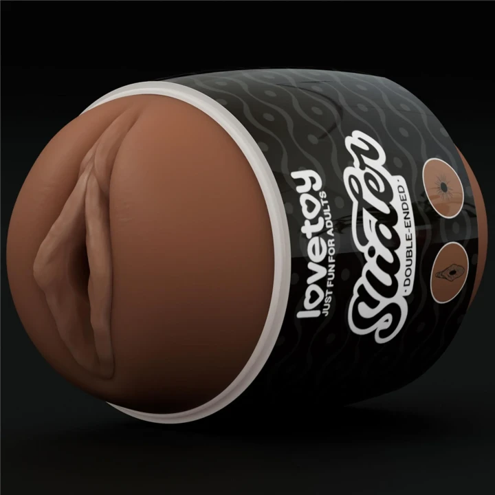 Masturbator dwustronny TPE, 62 mm x 103 mm, realistyczna pochwa i anus