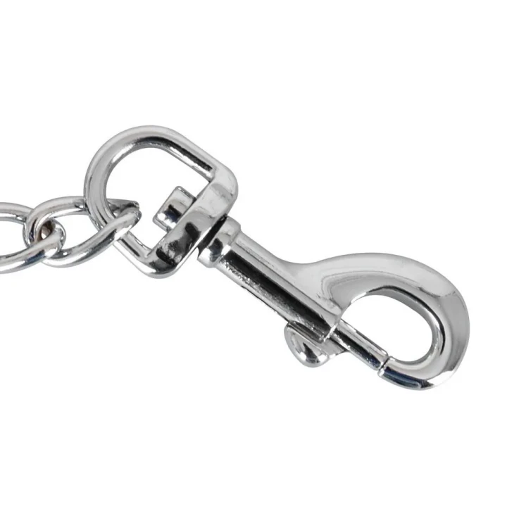 Łańcuch metalowy 15 cm, srebrny, gruby, z karabińczykami, chromowany