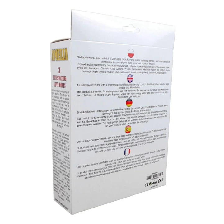 Lalka miłości Amelia - Naturalnych rozmiarów, z nadrukowaną twarzą, 3 otwory