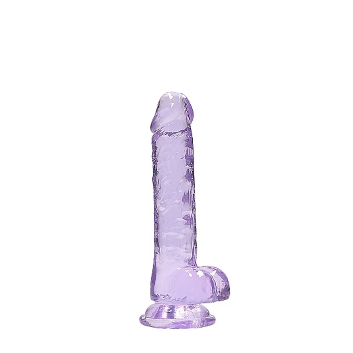 Dildo REALROCK CRYSTAL CLEAR 7" z jądrami, TPE, wodoodporny, fsk i lateks-free