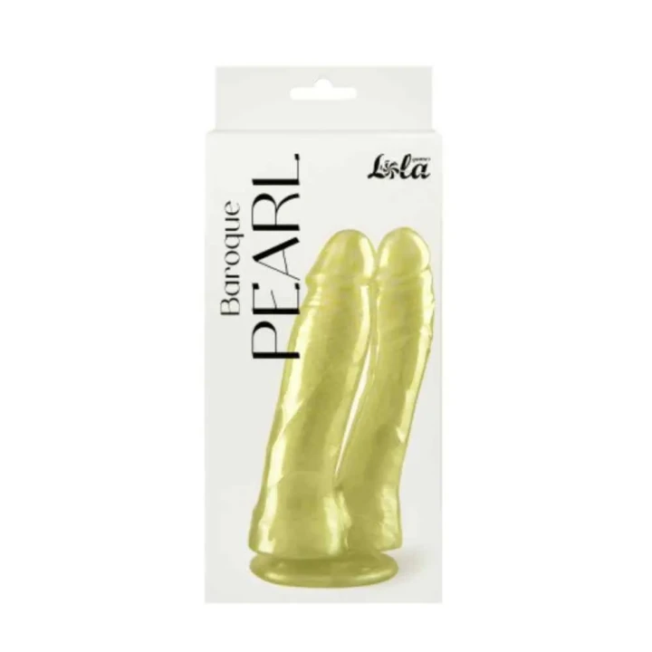 Dildo podwójne Baroque Pearl, długość 17,5 cm i 16,5 cm, perłowe wykończenie, przyssawka