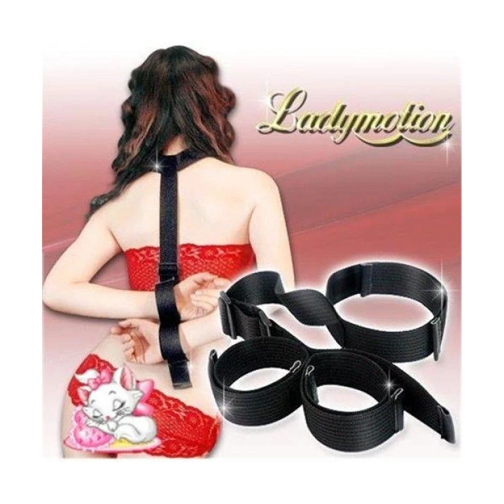 Wiązania nylonowe Toyz4Lovers z rękawicami i kajdankami, czarne