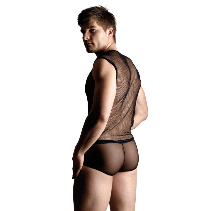 Sukienka siateczkowa SOFTLINE COLLECTION - czarna, z koronkowym thongiem, XL