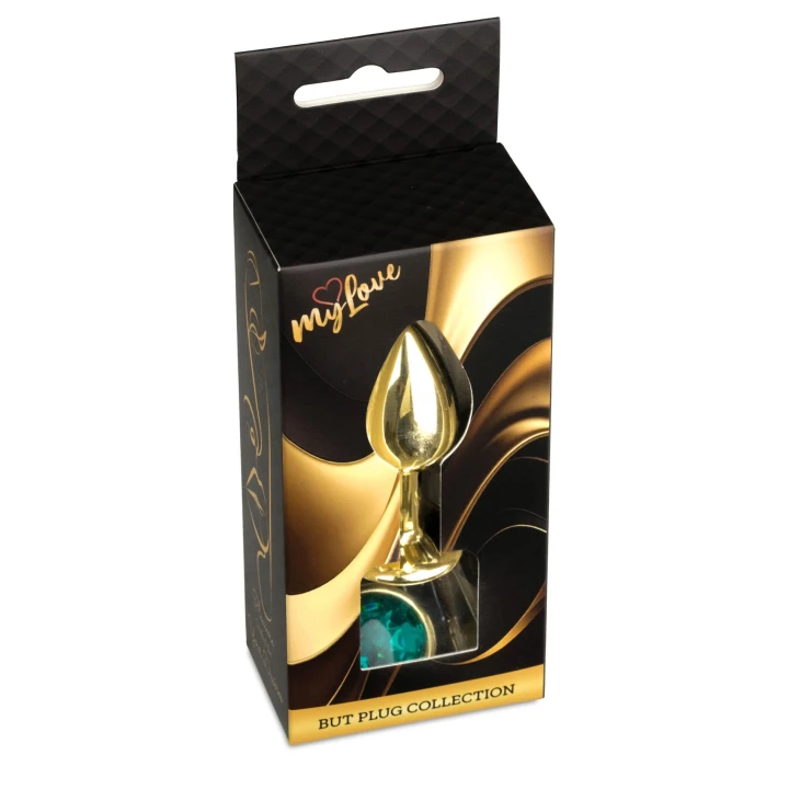 Korek analny (biżuteria) MyLove Toys – stal nierdzewna, zielony kryształ, 2,7 cm