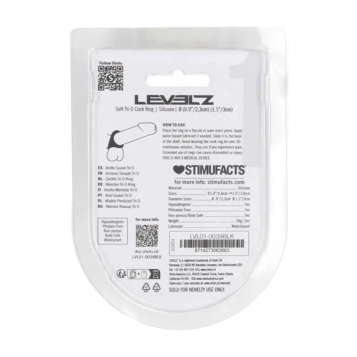 Pierścień silikonowy dla mężczyzn Tri-O LEVELZ, 5cm, czarny, maksymalna kontrola