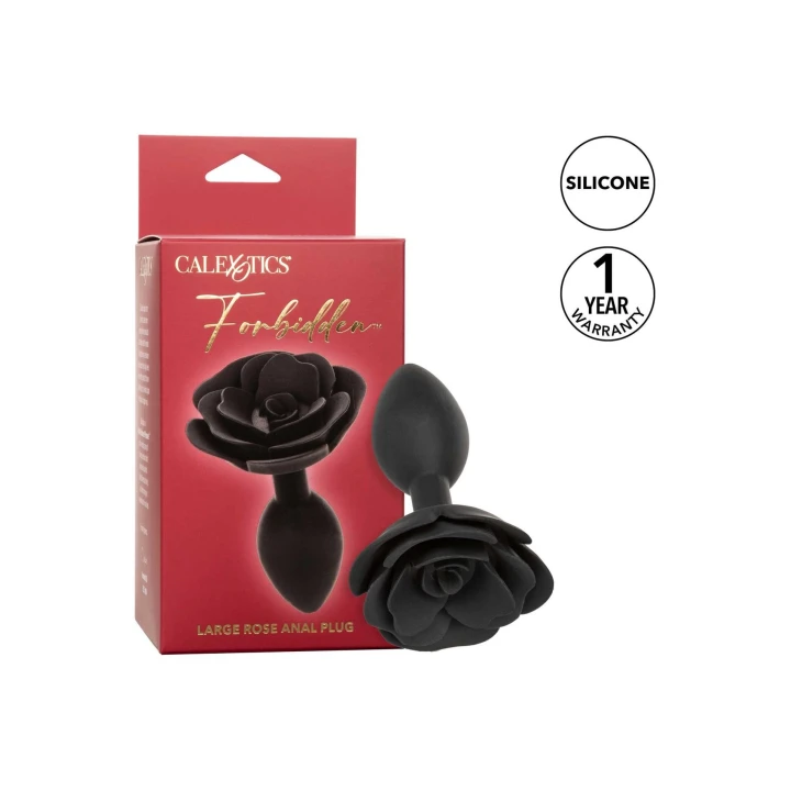 Korek analny Forbidden Large Rose z silikonu, gładka tekstura, wodoodporny
