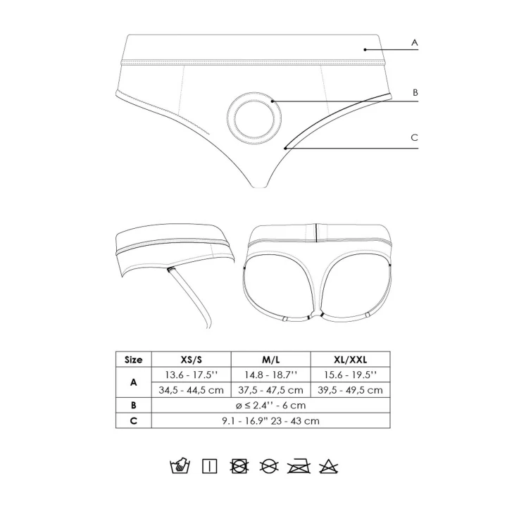 Stringi wibrujące z paskiem Ouch! - Odpinane ramiączka, 10 prędkości, XS/S