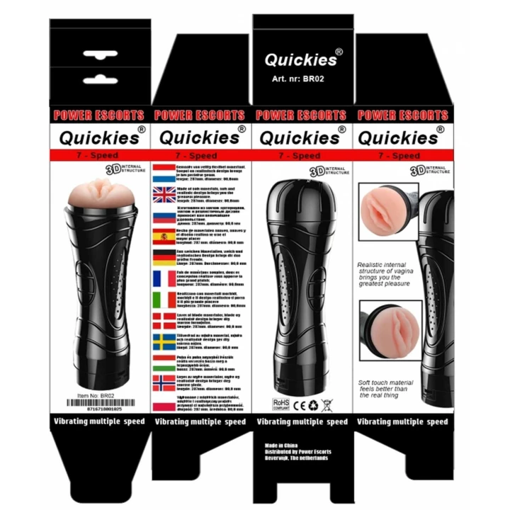 Masturbator naścienny POWER ESCORTS Quickies, 25 cm, 7 prędkości, struktura 3D