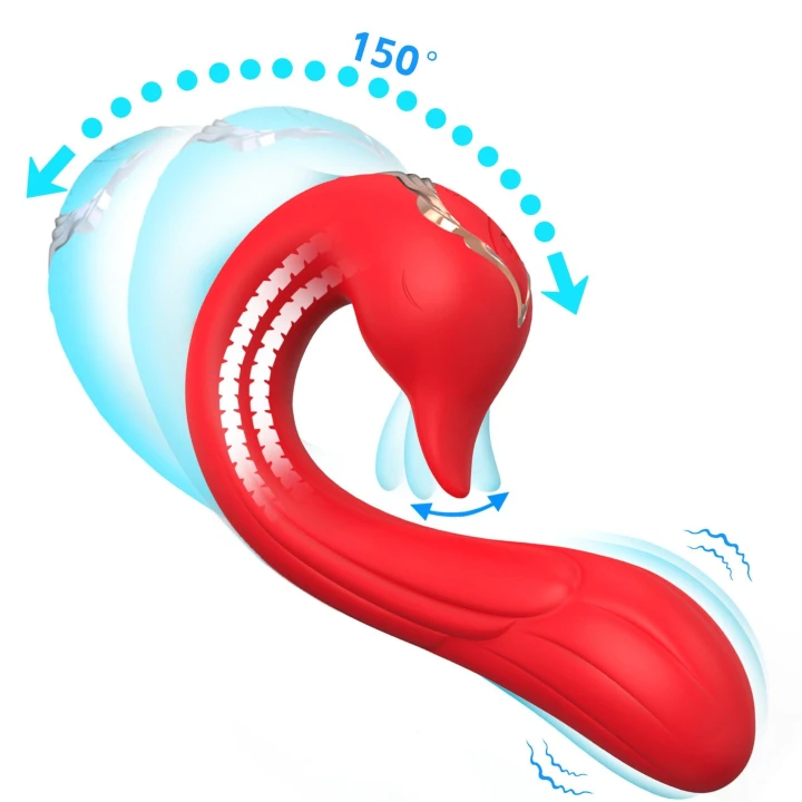 Wibrator do punktu G Swan Red, 20,4 cm, 9 funkcji wibracji, silikon medyczny