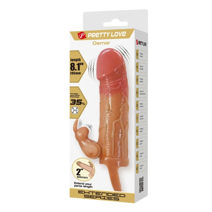 Dildo PRETTY LOVE - Osmar, 20,5 cm, 10 trybów wibracji, przezroczysty TPR