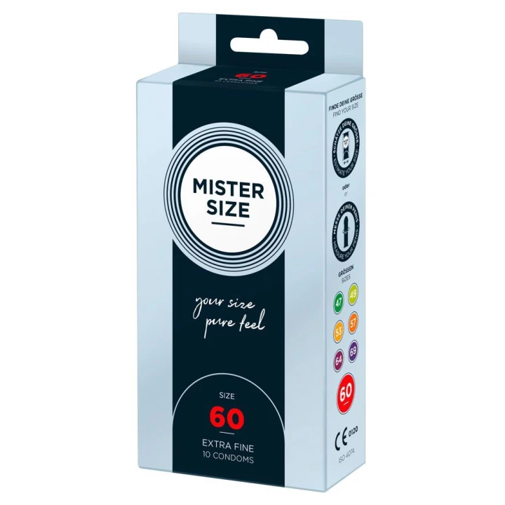 Prezerwatywy Mister Size 60 mm, lateks naturalny, przezroczyste, pack 10 szt.