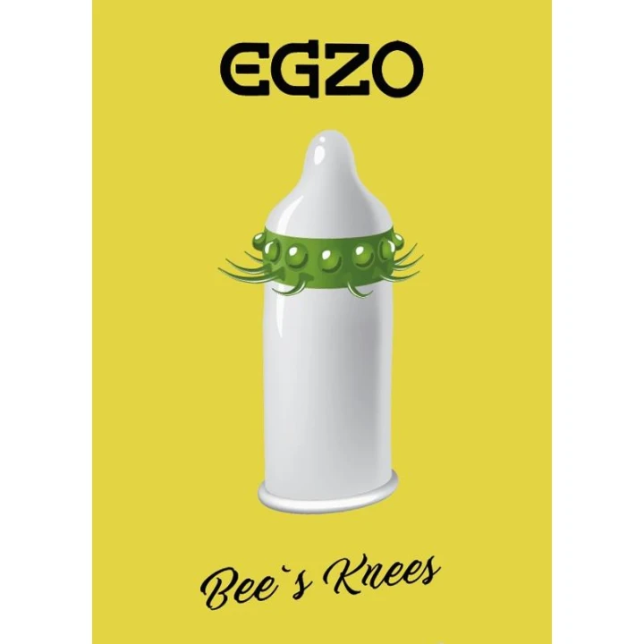 Prezerwatywy lateksowe Egzo Bee’s Knees, długość 18-19 cm, wypustki dla zwiększonej przyjemności