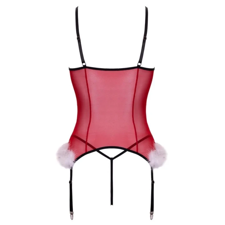 Gorset basque COTTELLI LINGERIE, czerwień, koronka, regulowane ramiączka