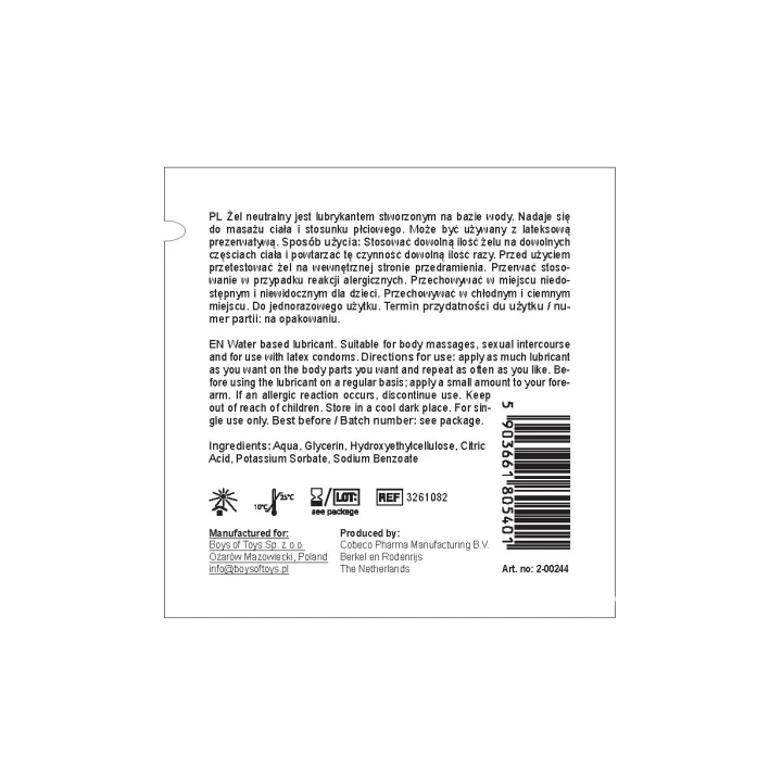 Żel nawilżający COBECO BOYS of TOYS, 3 ml, wodny, dla skóry wrażliwej