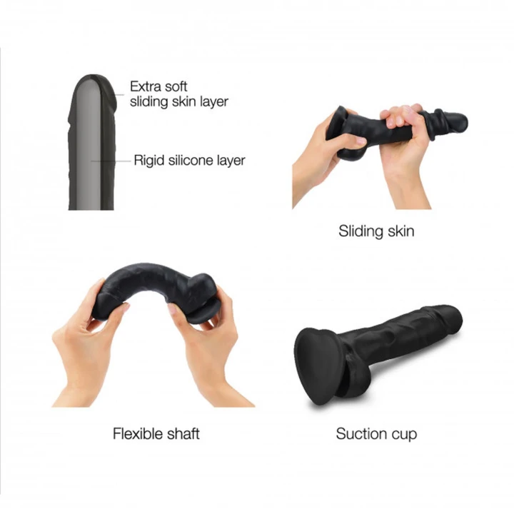 Dildo - Sliding Skin, ergonomiczny kształt, podwójna gęstość, 100% wodoodporny