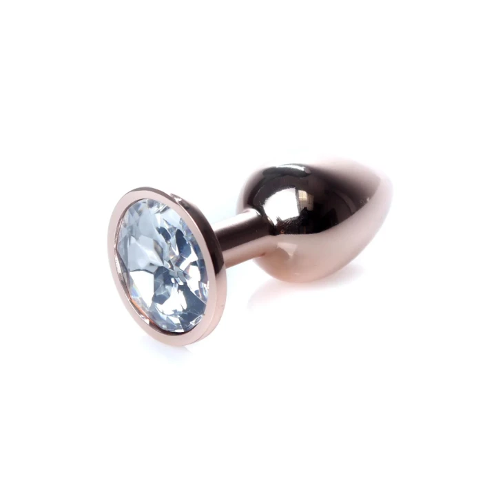 Korek analny (plug) Red Gold — stal nierdzewna, 7 cm, diamentowy dekor