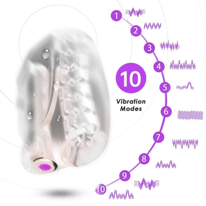Masturbator wibrujący Master Transparent, TPE+ABS, wodoodporny, 10 trybów wibracji