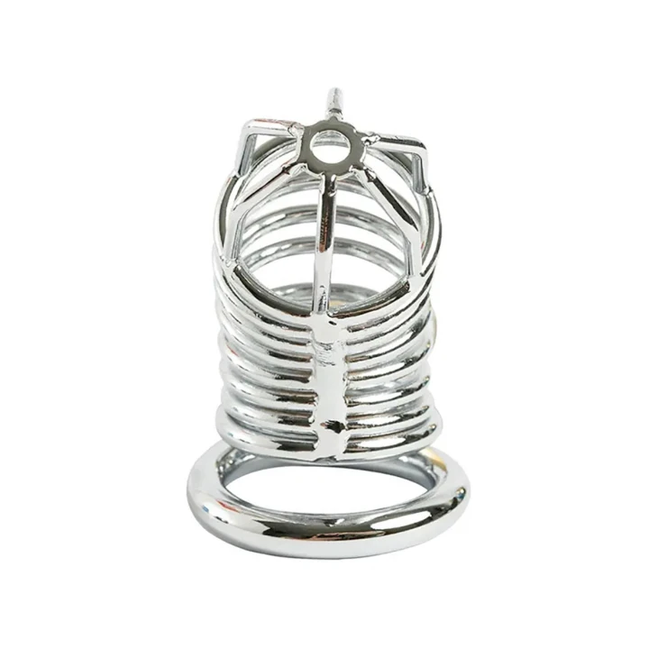 Klatka na penisa stalowa Premium z regulowanym zapięciem i trzema pierścieniami