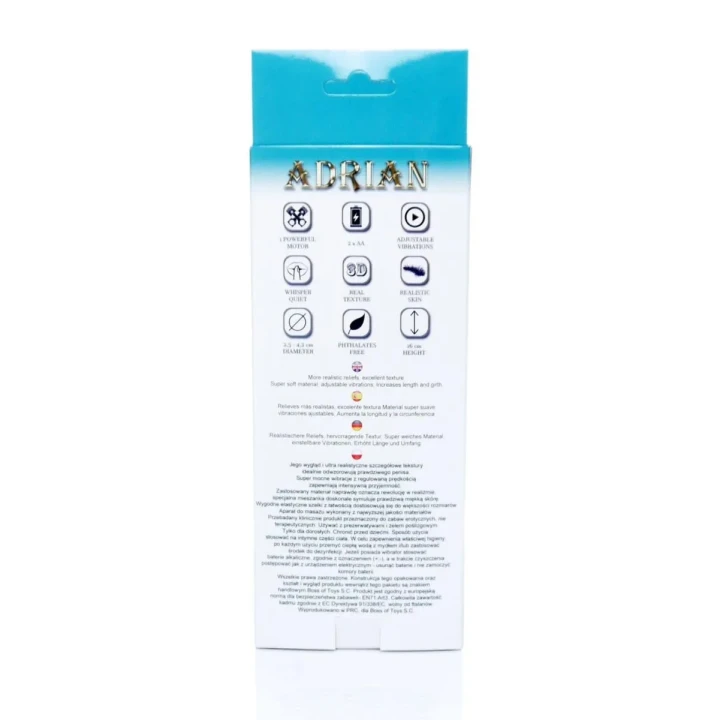 Wibrator strap-on Adrian z TPE, regulowana prędkość, 16 cm, ultra realistyczny