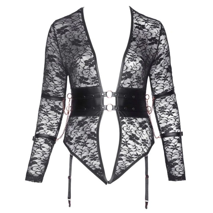 Body COTTELLI LINGERIE BONDAGE 4XL z koronką, regulowane szelki, otwarcie z przodu