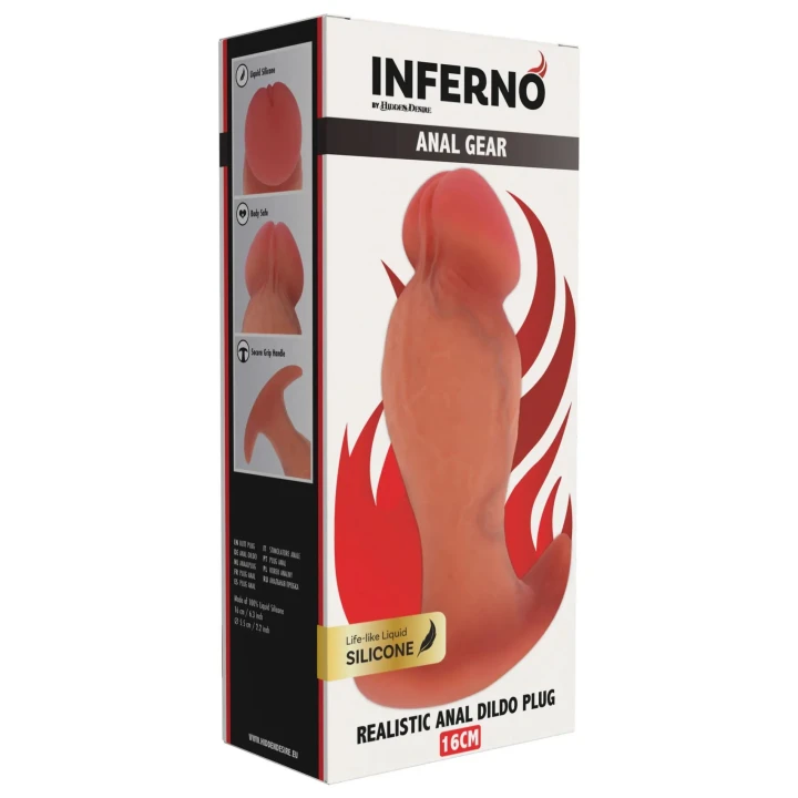 Korek analny Realistic INFERNO HIDDEN DESIRE – płynny silikon, 16 cm, Ø 5,5 cm