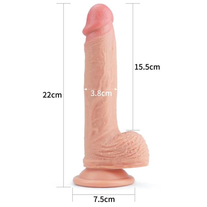 Dildo silikonowe Platinum Dual – dwuwarstwowe, przyssawka, realistyczna tekstura 21,5 cm