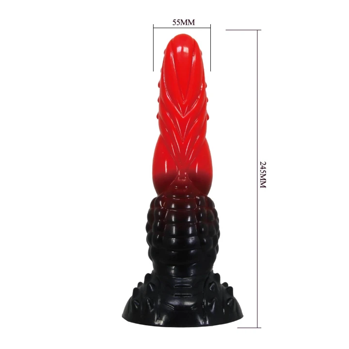 Dildo Power Monsters - 24,5 cm, pofalowany silikon, ultra-mocna przyssawka