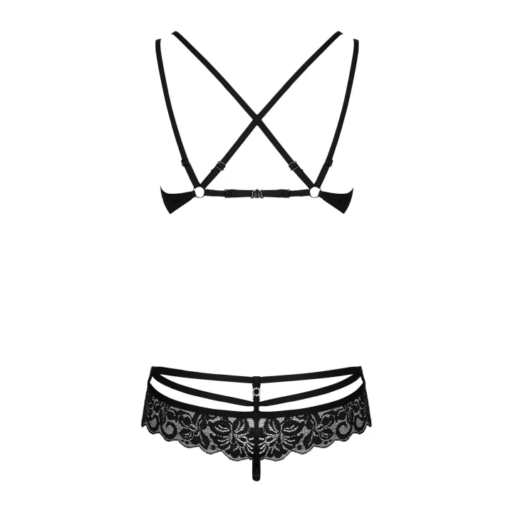 Bielizna erotyczna OBSESSIVE, koronka, regulowane ramiączka, czarny S/M