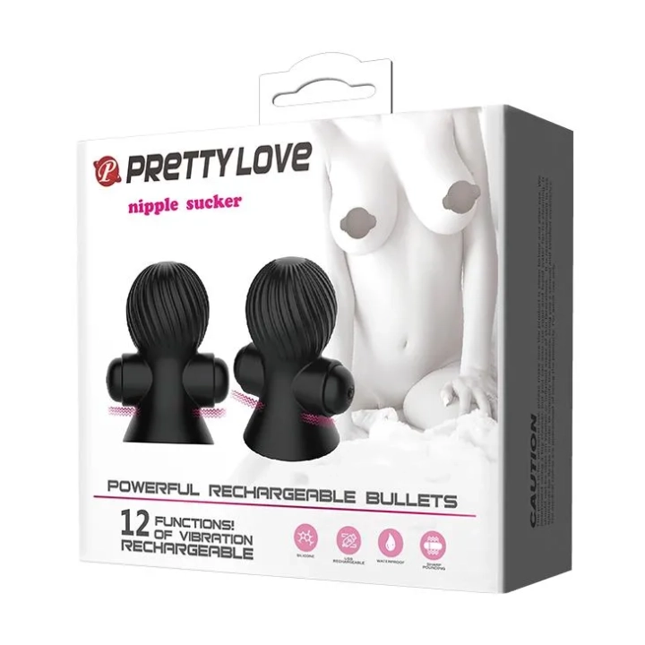 Wibrator do sutków PRETTY LOVE - 12 funkcji, wodoodporny, akumulator USB