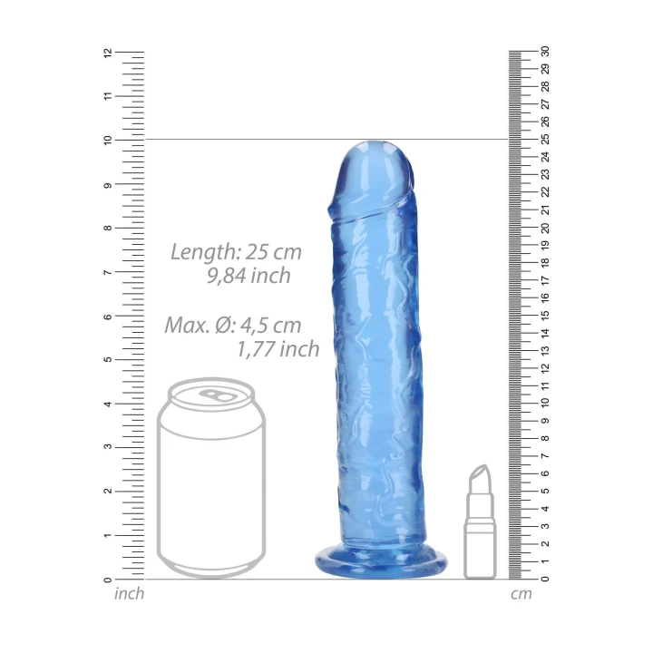 Dildo REALROCK CRYSTAL CLEAR - 9,1” penetracja, przyssawka, bez ftalanów