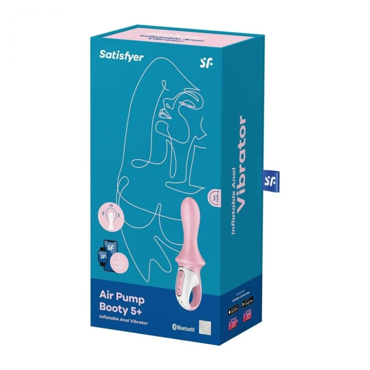Wibrator analny Satisfyer Air Pump Booty 5+ | Nadmuchiwany, Bluetooth, 12 programów