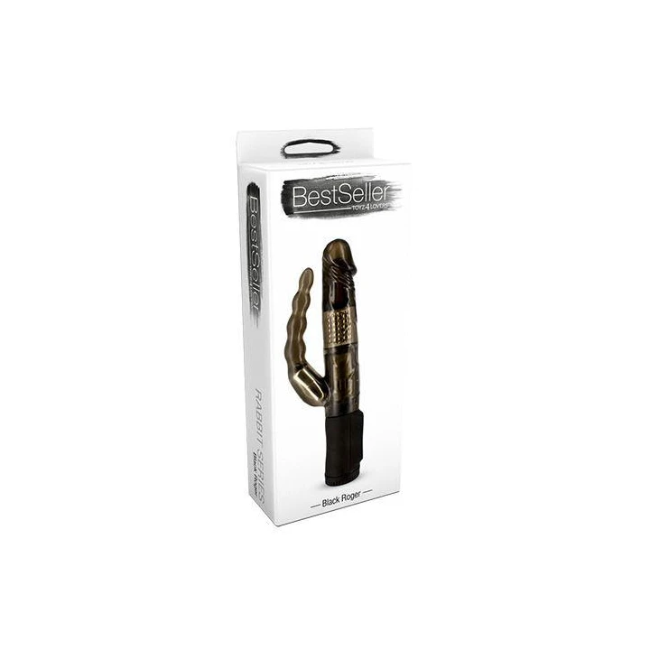 Wibrator analny BLACK ROGER, żelowy, wodoodporny, z obrotowymi koralikami