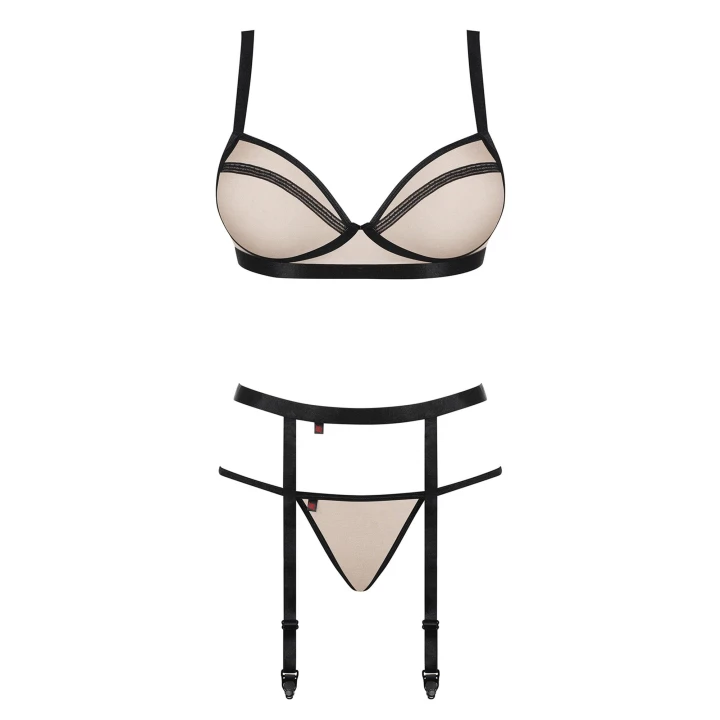 Bielizna Komplet OBSESSIVE Nudelia L/XL, regulowane ramiączka, elastyczny materiał, zmysłowy design