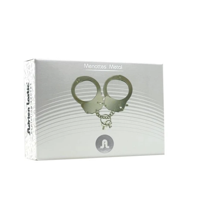 Kajdanki metalowe regulowane z kluczykiem, długość łańcucha 5 cm, zabawka erotyczna