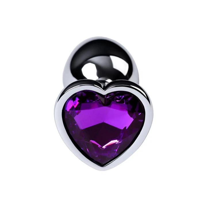Korek analny srebrny, 7cm, serce ametystowe, idealny dla początkujących